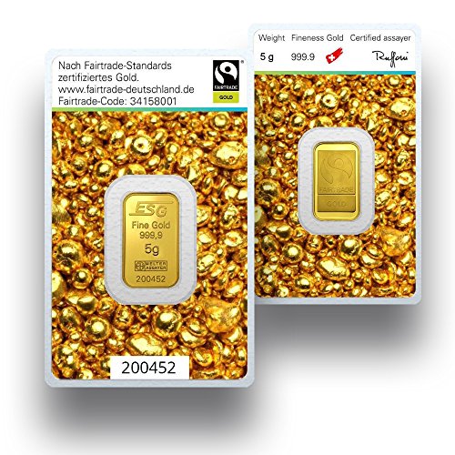 Preisvergleich Produktbild Goldbarren 5 Gramm - Fairtrade Gold - Goldgeschenk - 999.9 Feingold