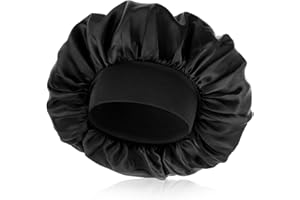 WLLHYF Hauben für Männer, Satin-Haarhaube, verstellbare Schlafkappe aus weicher Seide, elastisches Band, wendbare große Schlafhaube für Schwarze Frauen, lockige Haarzöpfe