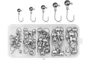 YUFANA 45Pezzi Teste Piombate Gancio Ami da Pesca,Testine Piombate Spinning Amo Pesca Ami Piombati Spinning Jig Head Gancio Croch Teste Piombate Gancio Ami Pesca,per Esche Morbide 2g 3,5g 5g 7g 10g