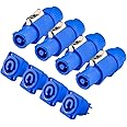 4 Packs Powercon Connectors, Nac3mpa Powercon Plug Adapter Powercon in Connector to Powercon Panel Mount, Powercon Male Connector to Power Connectors Powercon Cable Powercon to Edison