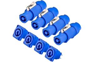 WECAN 4Pack Powercon Connector, Prise Powercon Nac3mpb Power Connectors Male and Female, Nac3fcb Powercon Adapter Connecteur Cable Neutrik Powercon Panel Mount