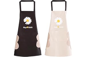 mellystore Schürze Damen Männer 2 Stück Kochschürze mit Große Tasche Küchenschürze Grillschürze Wasserdicht Latzschürze Verstellbar Nackenband für Kochen Backen Malen Hausarbeiten Schwarz Weiss