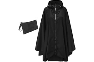 Jewlri Damen Wasserdicht Regenponcho Stilvoll Wiederverwendbar Rain Poncho Hiking Cycling Outdoor Mehrzweck Regenjacke mit Kapuze