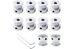 QITINDASEN FULARR® 10Pcs Prime GT2 Distribution Poulie 20 Dents 5mm Alésage, Aluminium Alliage GT2 Courroie Poulie pour 3D Imprimante 6mm Largeur Distribution Courroie
