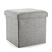 Produktbild Mee'life Fußhocker & Polsterhocker Ramie Baumwollstoff Falten Organizer Aufbewahrung Ottoman Bank Cube Fuß Hocker Fußstütze Step Hocker Für Wohnzimmer Schlafzimmer Büro Garten Reisen Angeln Camping Easy Assembly (Grey Cube)