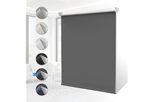 ‎HOMLAND Verdunklungsrollo ohne Bohren Rollos für Fenster B60 x H120 cm(Stoffbreite 55cm) DunkelgrauThermo Rollo Klemmfix Verdunkelungsrollo Seitenzugrollo Sicht-und Sonnenschutz Wandmontage