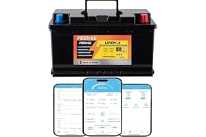 Feence Batteria al litio H188 Mini Size 12 V 100 Ah LiFePO4 Bluetooth, batteria al litio con batteria auto 100 A, 15000 cicli e 10 anni di durata per camper, camper, camper, camper, camper, marine