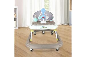 HUOLE Lauflernhilfe für Babys, höhenverstellbar, mit leisen Rädern, Musik- und Lichtzentrum, für 6- bis 18-Monate-Babys, Belastung 12 kg - 67 x 72 x 92 cm, Kaki