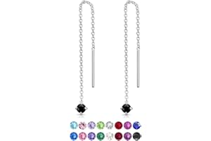 DTPSILVER Orecchini Neri Donna - Orecchini Pendenti Argento 925 con Brillantini di Cristallo Nero Punto Luce - Orecchini Pendenti Neri - Orecchini Donna Lunghi - Punto Luce Orecchini Pendenti Donna