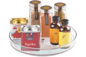 mDesign Especiero giratorio para cocina – Elegante estante para especias, condimentos, ingredientes de hornear o conservas – Bandeja giratoria para aparador o armarios de cocina – transparente/azul