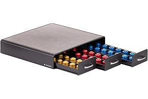 Navaris Dispensador para Capsulas de Café - Soporte Moderno con 3 Cajones - Organizador para 48 Cápsulas - Compatible con Tamaños Estándar como Nespresso, Dolce Gusto, Vertuo