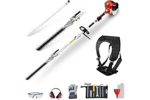 BU-KO 52cc Tagliasiepi a scoppio a lunga portata da e asta di prolunga da 3X 75cm, taglio di precisione per siepi e cespugli alti, facile da usare, alte prestazioni, lama in acciaio resistente