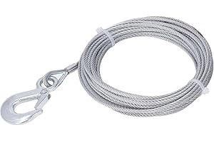 JOPWKUIN Câble en Acier Inoxydable pour Treuil, 4 Mm X 12 M, Câble de Treuil Sûr et Découpable, galvanisé, Force de 2 000 Lb pour l'alimentation électrique Domestique