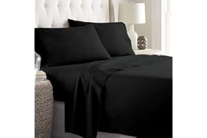 LARA MORADA - Set Completo Lenzuola Matrimoniali, 100% Cotone, Made In Italy, Tinta Unita, Per Letto Matrimoniale 2 Posti, Nero