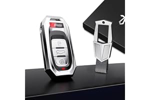 LORESJOY Couvercle de clé en Alliage de zin Premium Compatible avec ​Audi, Coque de Clé de Voiture à 3 Boutons, Boitier clé de Voiture pour A3 A4 A5 A6 A7 A8 Q5 Q8 TT Télécommande ​Keyless (Silver)