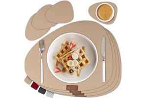 ‎SMØLA smøla 8-teiliges Premium Filz Tischset - Oval inkl. Untersetzer I Platzset Abwaschbar Beige I Platzdeckchen Set Abwischbar mit Filzuntersetzer für Teller, Gläser I Tischdeko Sommer, Sandbeige