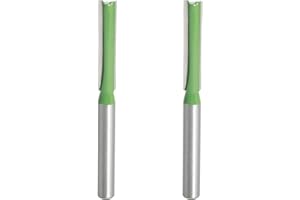 Aopin Router Bit 6mm Cutting Dia 6mm Shank Dia Double Flute Straight Bit Carbide for Woodworking Milling Cutter Tool, Green, Silver, 2Pcs