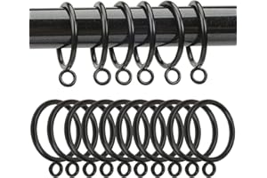 AYSUM 50 Pack 38mm Silver Metal Curtain Rings for Poles, Rods and Drapery, Shower Curtains (Black)