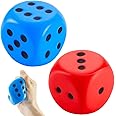 THE WHITE SHOP 2 Pieces Foam Dice Large Soft Slow Dot Dice Learning Red and Blue 6 Sided Foam Dice 2.7 Inch Fake Dice Anxiety Relieve Dice for Stress Relief