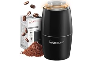 Moulin à café électrique Clatronic® | pour 60 g de grains de café | Degré de mouture variable | 150 W | Lames en acier inoxydable | Accessoire pour machine à café espresso moka | KSW 3806