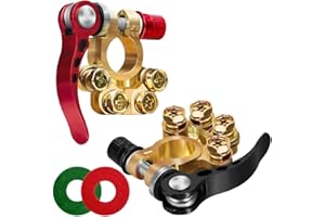 MIVITOOM 2 Stk Batterieklemmen 12v Polklemme, 4-Wege Autobatterie Klemmen Schnellverschluss Sicher Geklemmt, Positiver und negativer Batteriepolklemmen Messing für Autos, LKW, Transporter, Schiffe, Wohnmobile