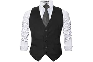 Alizeal Mens Classic Solid Color Business Suit Vest Regular Fit Tuxedo Waistcoat