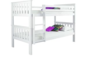 D PRO T Single Sleeper Double Wooden Bunk Bed Childrens Bunk Bed (Bunk Bed White Top/Bottom)