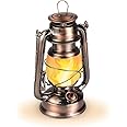 NORYER Noryer 2 Modes Flame Light Vintage Lantern, Antique Copper LED Metal Lantern, 9.3'' Decorative Hanging Lanterns Outdoor Tabletop Lanterns Kids Gift