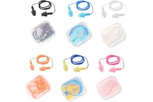 GUIGUZHJ 6 Pares Tapones Oidos Natación, Reutilizables Tapones de Reducir Ruidos, Tapones para Oídos de Silicona, Impermeables, para Trabajar, Estudiar, Lugares Ruidosos