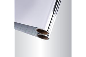 VaryFloral Miroir Adhesif 30cmx300cm Papier Peint Adhesif Mural Argent Stickers Muraux Métallique Rouleau Adhesif Decoratif Effet Miroir Decoration Murale Imperméable Rouleau Autocollant pour Meuble