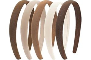 FloralGrace 5 cerchietti per capelli da donna, in velluto marrone, sottile, antiscivolo, per donne, colori neutri, semplici accessori per capelli