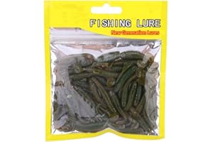 TBEST 50 esche da pesca morbide da 5 cm, in plastica, esche da pesca a T, esche a forma di T per vermi, accessorio per attrezzatura da pesca, 9 colori