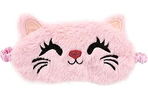 Mezrkuwr Lindo Antifaz para Ojos de Gato para Dormir, Divertido Antifaz para Dormir de Animales de Dibujos Animados, Precioso antifaz para Ojos de Gatito