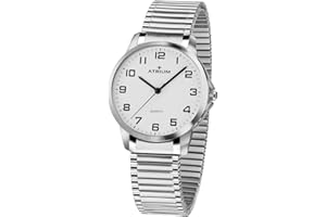 Atrium Damski zegarek na rękę analogowy kwarcowy ze sznurkiem ze stali nierdzewnej elastyczny pasek srebrny A37-50, srebro, bransoletka