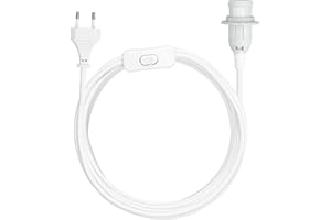‎KWMOBILE kwmobile E14 Lampenfassung mit Schalter - 5m Textilkabel - E 14 Fassung Netzkabel mit Schraubring Schalter - Lampenaufhängung Lampenkabel Weiß