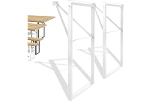 ‎NATURAL GOODS BERLIN Natural Goods Berlin Set of 2 Folding Garden Table Frames (White, 70 x 42 cm) - Metal Table Legs in Box Profile for Beer Tent Sets - Sturdy Table Frame for Garden, Patio & Camping