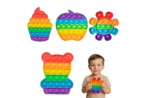 PNPGDYK 4 Pezzi Pop It Pop Fidget Toy Set, Push and Pop Bubble Sensory Fidget Toy, Squeeze Sensory Toys, Gioco Antistress Rilassante Regali di Compleanno Feste per Adulti e Bambini