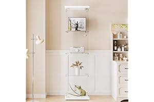 ‎AUFHELLEN AUFHELLEN Glasvitrine Standvitrine in Weiß, 164x42.5x36.5CM Modern Glas Vitrine Vitrinenschrank mit 4 Böden aus ESG für Sammlerstücke Bücher Wein