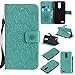 Produktbild K10 2017 hülle,LG K10 2017 Handyhülle,LG Mobile K10 (2017) Leder Wallet Tasche Brieftasche Schutzhülle ,Lonchee Sonnenblumen geprägten Muster Design Hochwertige PU Leder Folio Tasche Case Hülle im Bookstyle mit Standfunktion Kredit Kartenfächer (grün)