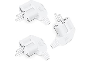 JEXPOWER Schuko Stecker 3 Stücke, Schutzkontakt-Stecker mit Knickschutztülle, Stecker Winkelstecker 250V(16A) für 8-10mm Kabel, Schukostecker außenbereich, Weiß