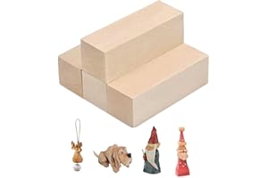 TOKERD 4 Pezzi Intaglio del Blocco di Legno Grand Incompiuto Naturale Blocchetti in Legno da Scolpire per Intaglio, Lavorazione e Scolpitura(15 x 5 x 5cm)