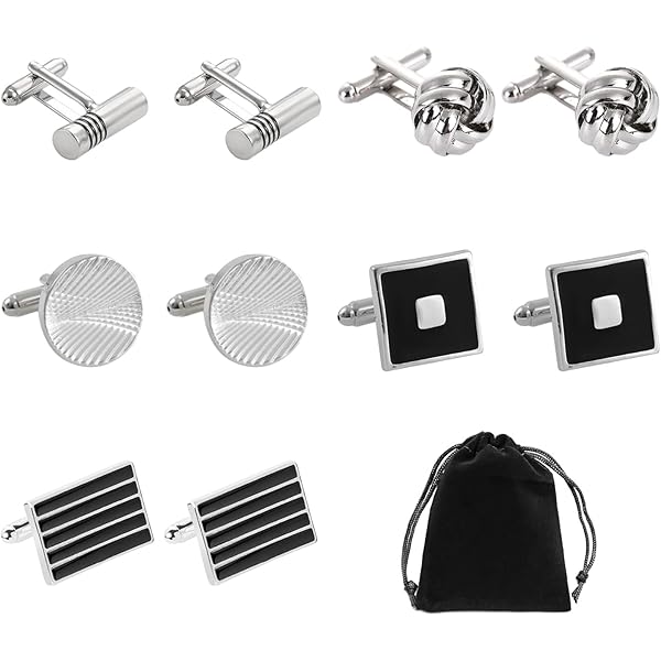 HONEY BEAR Lot De 5 Paires De Boutons De Manchette En Soie Pour