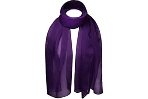 Basic Sense Chiffon Scarf Sheer Soft Plain Neck Wrap for Women Neatly Stitched