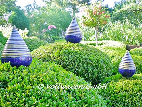 ROSENKUGEL ZAPFEN geringelt KERAMIK H17 handgearbeitet blau Kunstkeramik FROSTFEST - 2