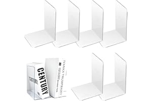 LOVESMILE 6 Pièces Acrylique Serre-Livres, Transparent Cale Livre, Réutilisable Serre-Livre, Serre Livre Transparent, Cale Livre Etagere Convient aux écoles Bibliothèques Bureaux Librairies Etude (10x10x13cm)