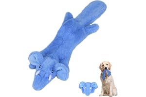 SHOKUTO Interactive Dog Toy - No Stuffing Elephant Squeaky Chew Toy for Boredom, Teeth Cleaning for Puppy, Small, Medium, Large Dogs