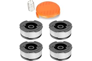 4 Pcs Strimmer Spool for Black Decker, Bekasa AF-100-3ZP & A6481 Replacement 30FT Auto Feed Replacement Spool Line Replace GL280,GLC2500 Series Line String Trimmers Spools with Cap And Spring (White)
