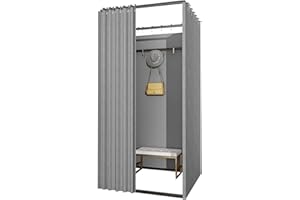 CLXRZM Camerino Negozio di Abbigliamento, Mobile Quadrato Spogliatoio Portatile, Pavimento Tenda Scorrevole per La Privacy Ufficio, Negozio E Centro Commerciale, Grigio