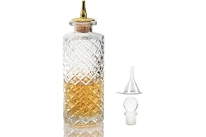 Suprobarware Bitters Bottle - Bottiglia Diamond Bitter per cocktail, 170 ml, bottiglia di vetro con top in lega di zinco, NKJP0001