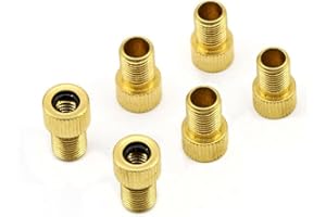YOCZOX 6 PCS Brass Presta to Schrader Valve Adaptor, Bike Pump Adaptor Bicycle Attachment Tyre Pump Converter Presta Valve Caps Bike Core Parts Inflatable Pump Adaptors Accessories